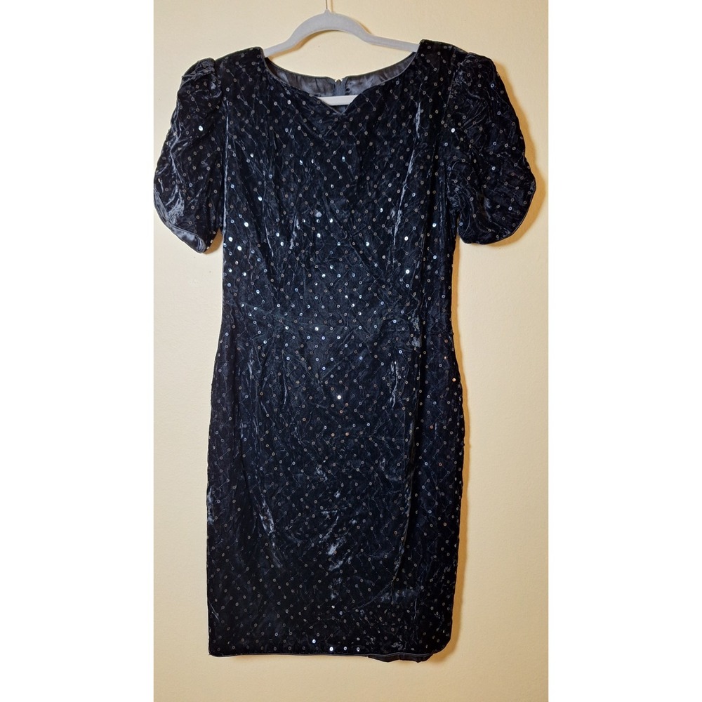 Scott McClintock Talbot Size 12‎ Evening Vintage Dress Black Velvet w/ Sequins